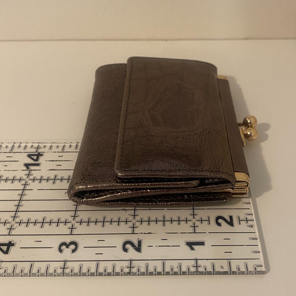 Carlos Falchi Rich Metallic Brown Leather Wallet - Picture 3 of 11